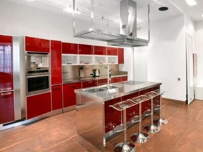 Custom-Made | Contemporary Gloss Kitchen, Red &amp; White, 44