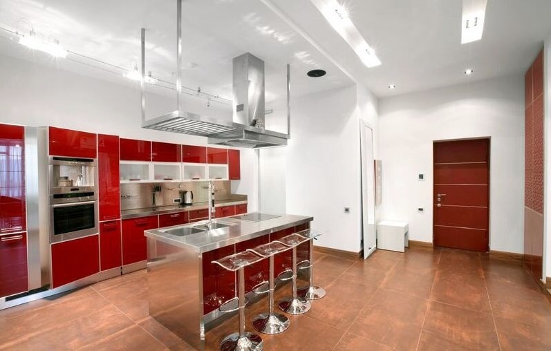 Custom-Made | Contemporary Gloss Kitchen, Red &amp; White, 44