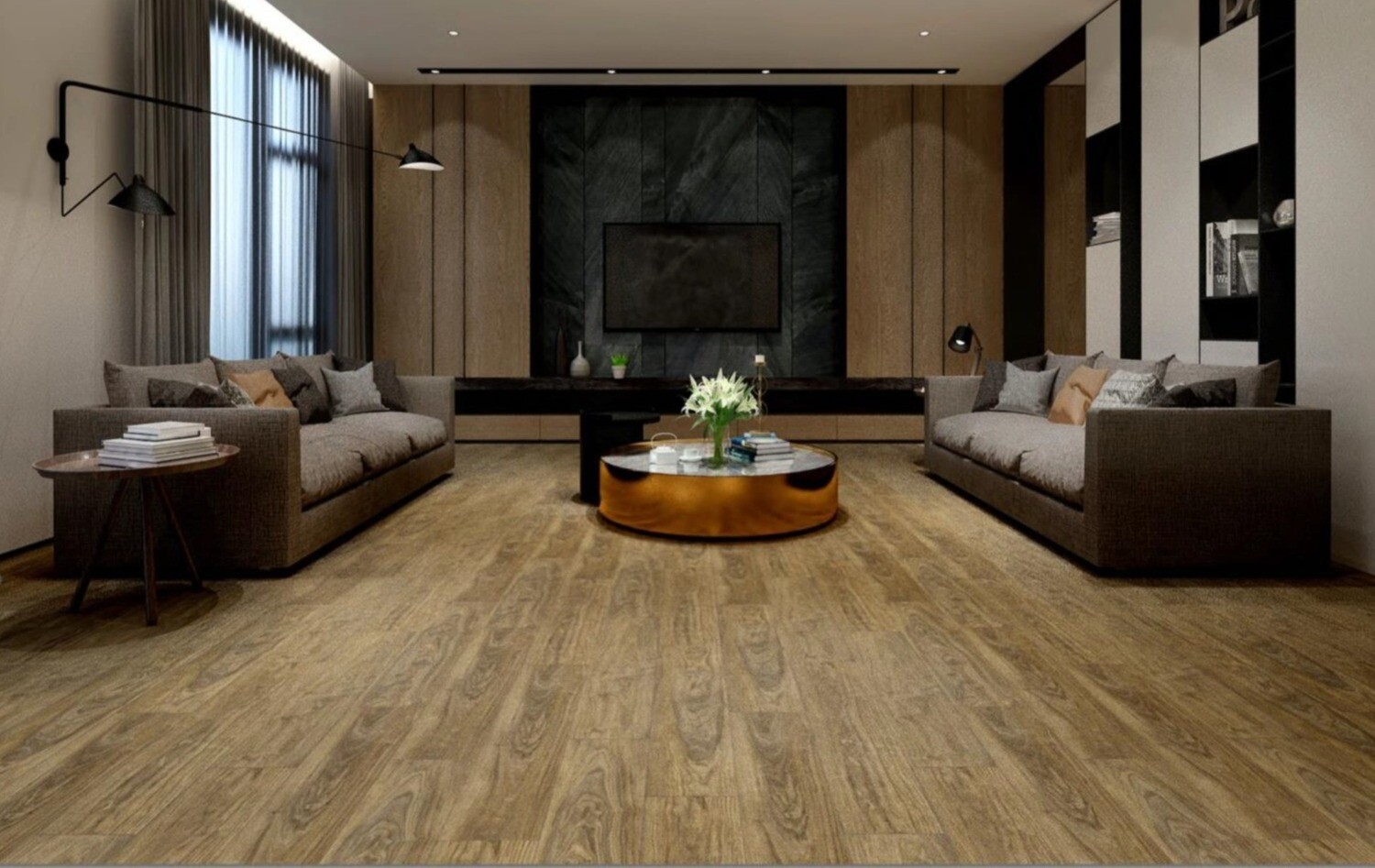 1 Box (10 Planks) 7" x 48" | SPC Luxury Vinyl Flooring: Golden Oak, 5005