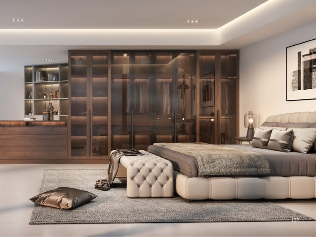 Custom-Made | Contemporary Style - Walnut Wood Veneer Walk-In Robe 65