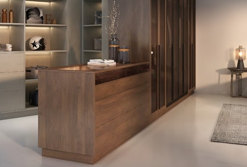 Custom-Made | Contemporary Style - Walnut Wood Veneer Walk-In Robe 65
