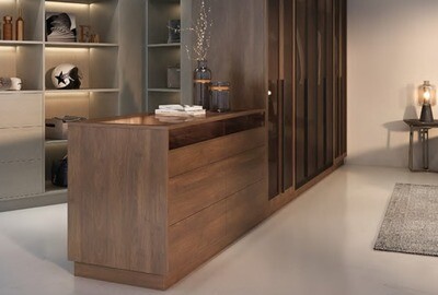 Custom-Made | Contemporary Style - Walnut Wood Veneer Walk-In Robe 65