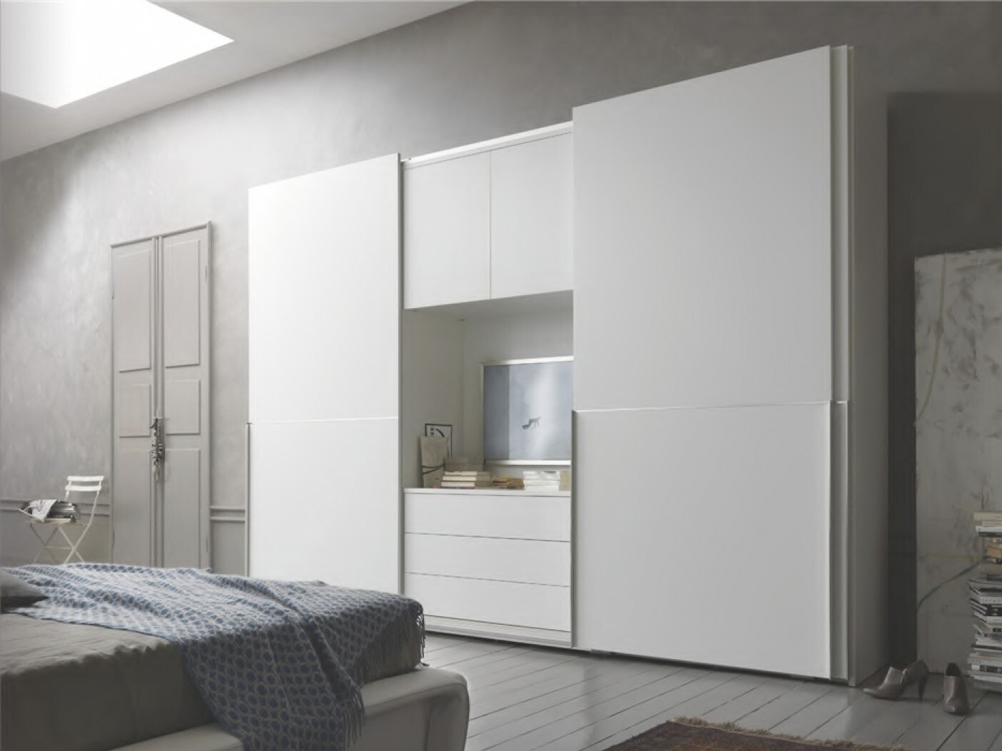 CustomMade Modern White Wardrobe Entertainment Center 5