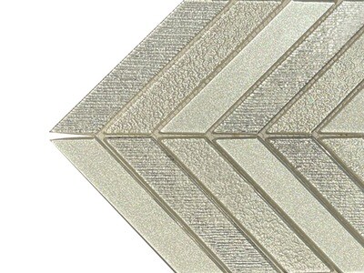 12" x 12" |  Mosaic Wall Tiles, Silver Iridescent Herringbone Style