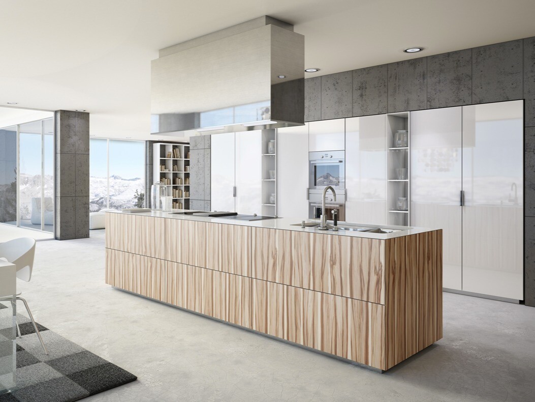 Open concept Modern Kitchen | Single Wall Kitchen | Kitchen Island with Sink and Cooking Range