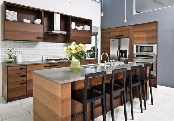 Custom-Made Kitchen, Melamine Double Veneer, Chocolate