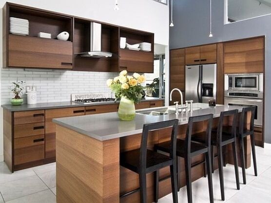 Custom-Made Kitchen, Melamine Double Veneer, Chocolate