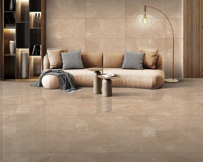 24"x48" | Wiper Brown, Porcelain Gloss, Wall & Floor Tiles, Marble Effect, Brown-Pink Oyster