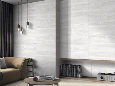 24"x48" | Storm White Wood, Porcelain Gloss, Wall & Floor Tiles, Natural Light Grey