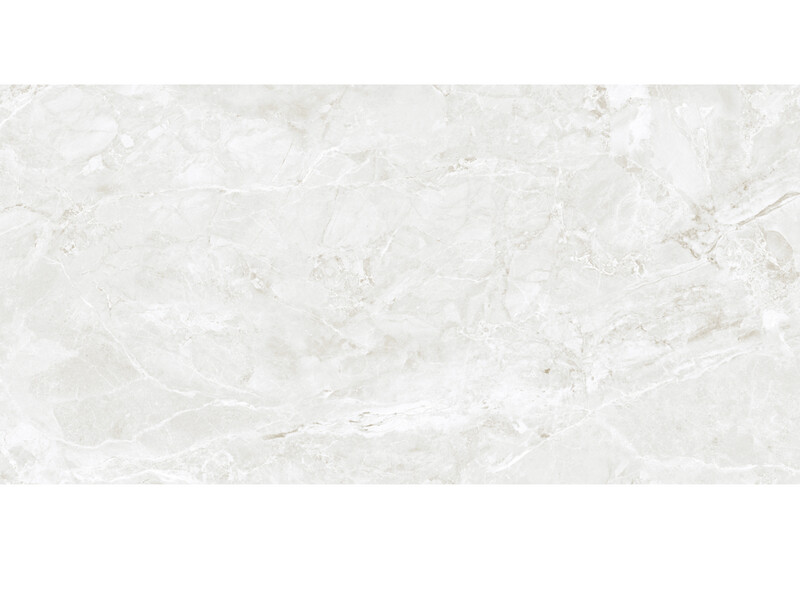 24" x 48" | Opal White, Porcelain Gloss, Wall &amp; Floor Tiles, Marble Effect, White With Tones