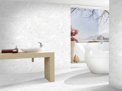 24&quot; x 48&quot; | Opal White, Porcelain Gloss, Wall &amp; Floor Tiles, Marble Effect, White With Tones