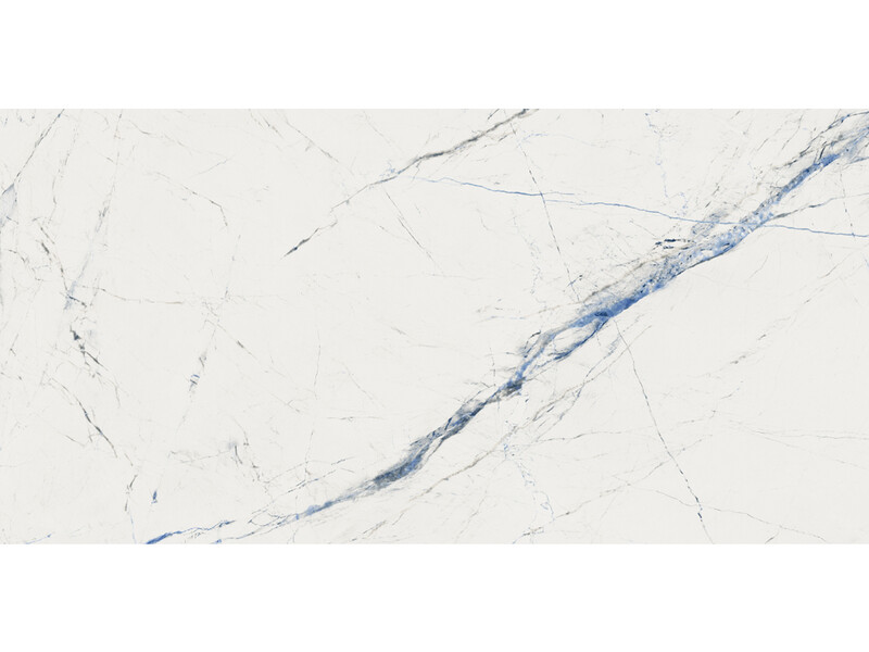24" x 48" | Veere White, Porcelain Gloss, Wall &amp; Floor Tiles, Marble Effect, Off-White With Blue Tones