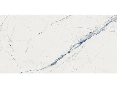 24" x 48" | Veere White, Porcelain Gloss, Wall &amp; Floor Tiles, Marble Effect, Off-White With Blue Tones