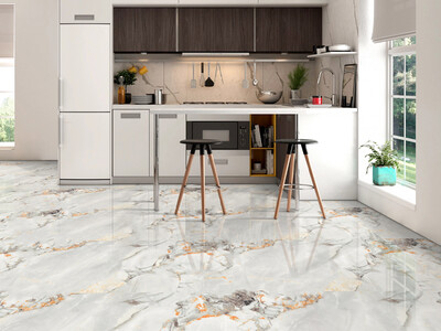 24" x 48" | Elegant Porto Gold , Porcelain Gloss, Wall &amp; Floor Tiles, Marble Effect, Gold, Beige, Orange Tones