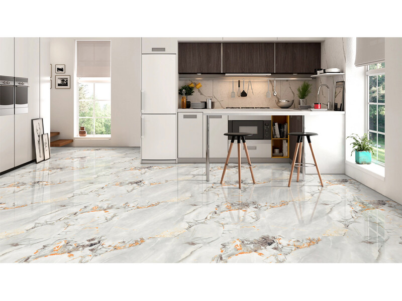 24&quot; x 48&quot; | Elegant Porto Gold , Porcelain Gloss, Wall &amp; Floor Tiles, Marble Effect, Gold, Beige, Orange Tones