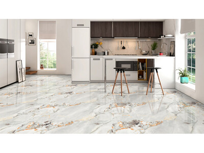 24&quot; x 48&quot; | Elegant Porto Gold , Porcelain Gloss, Wall &amp; Floor Tiles, Marble Effect, Gold, Beige, Orange Tones
