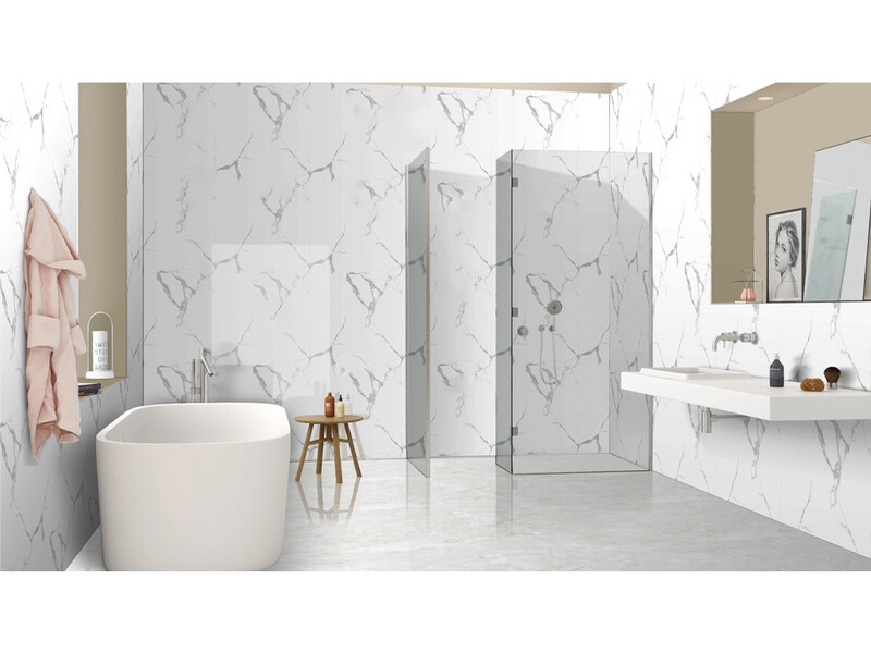 24&#39;&#39;x24&#39;&#39; | BZ_2895, Porcelain Gloss, Wall &amp; Floor Tiles, Marble Effect, White, Grey Tones