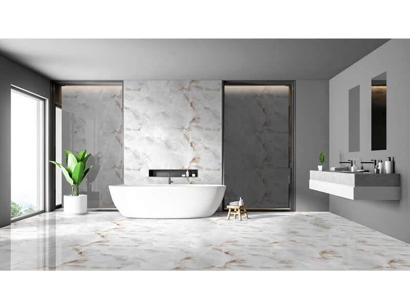 24&#39;&#39;x48&#39;&#39; |Onyx Cold Grey, Porcelain Gloss, Wall &amp; Floor Tiles, White, Grey, Brown Tones