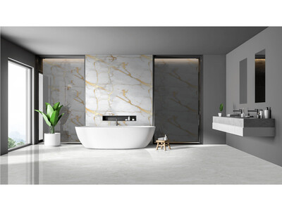 24&#39;&#39;x48&#39;&#39; | Golden Infusion, Porcelain Gloss, Wall &amp; Floor Tiles, White, Gold, Grey Tones