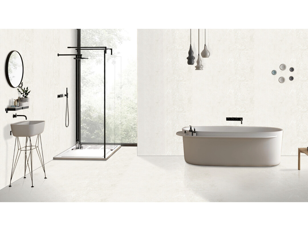 24&quot; x 48&quot; | Etienne Bianco, Porcelain Matt, Wall &amp; Floor Tiles, Marble Effect, Sandy Light Beige