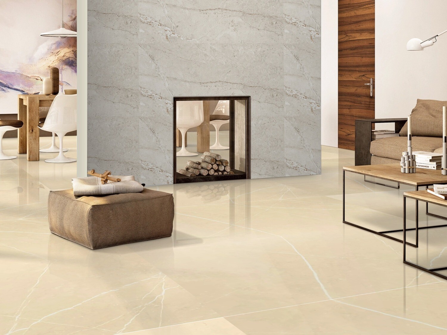 24&quot;x48&quot; | Thunder Crema, Porcelain Matt, Wall &amp; Floor Tiles, Champagne Beige