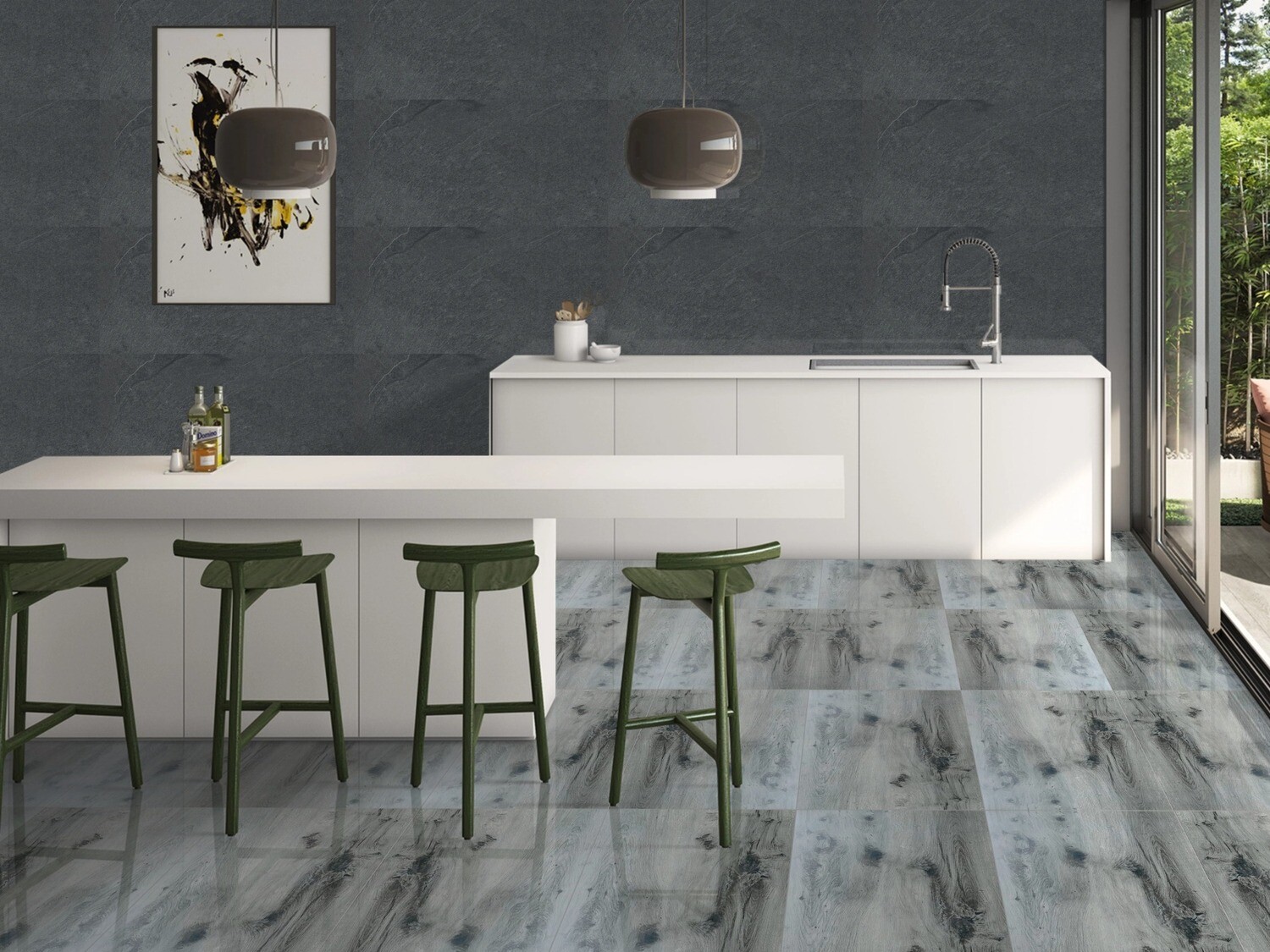 24&quot;x48&quot; | Ash Wood Nero, Porcelain Matt, Wall &amp; Floor Tiles, Natural Grey