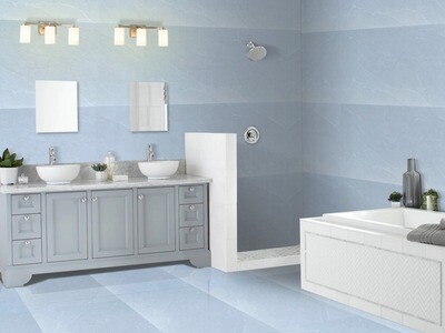 24&quot;x48&quot; | Bixbite Light, Porcelain Matt, Wall &amp; Floor Tiles, Blue Tones