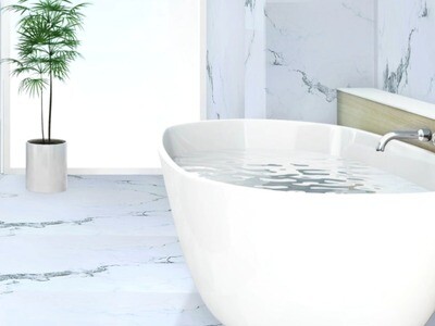 24&quot;x48&quot; | Statuano Sea, Porcelain Gloss, Wall &amp; Floor Tiles, Marble Effect, White &amp; Grey Tones