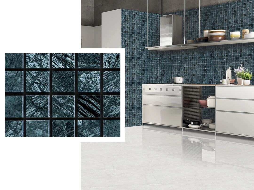 SALE | 1 PC  12&quot; x 12&quot; |  Mosaic Wall Tiles, Green &amp; Black