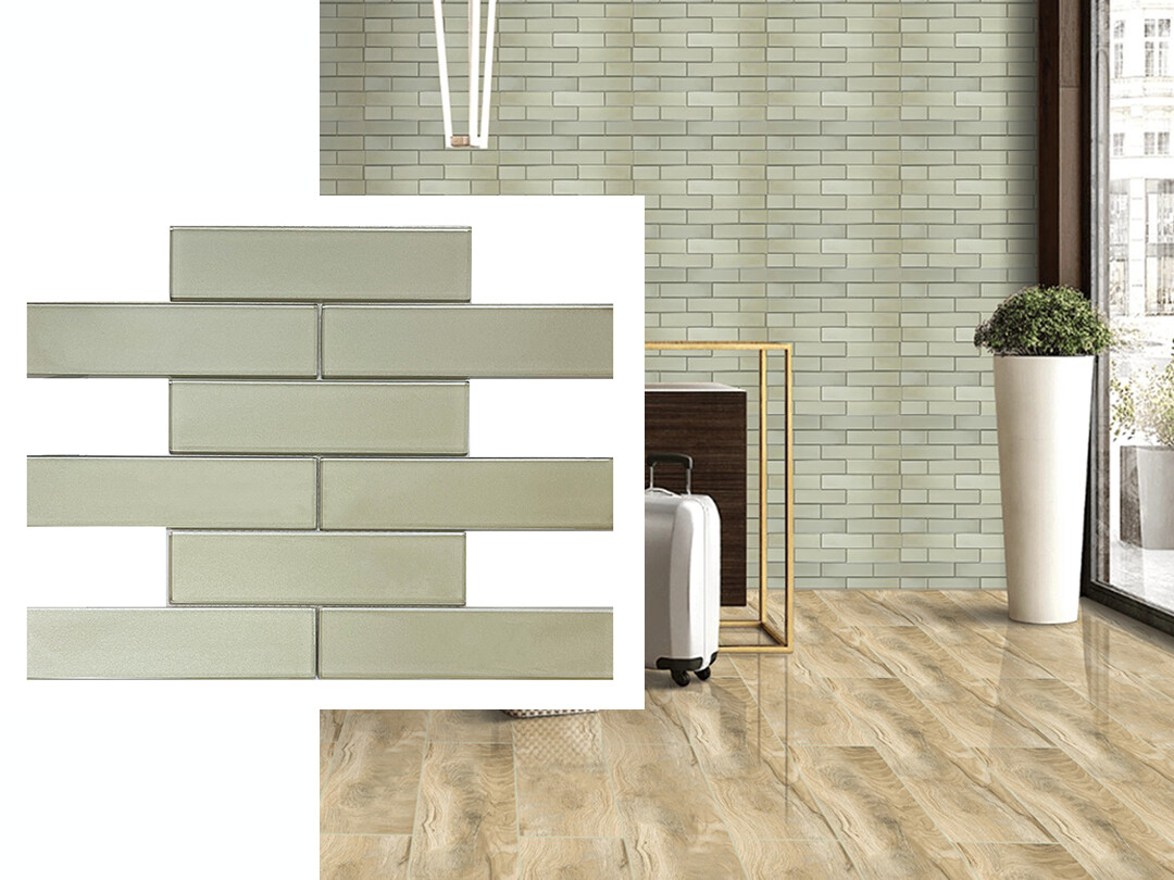 SALE | 1 PC  12&quot; x 12&quot; | Mosaic Wall Tiles, Muted Earth Green