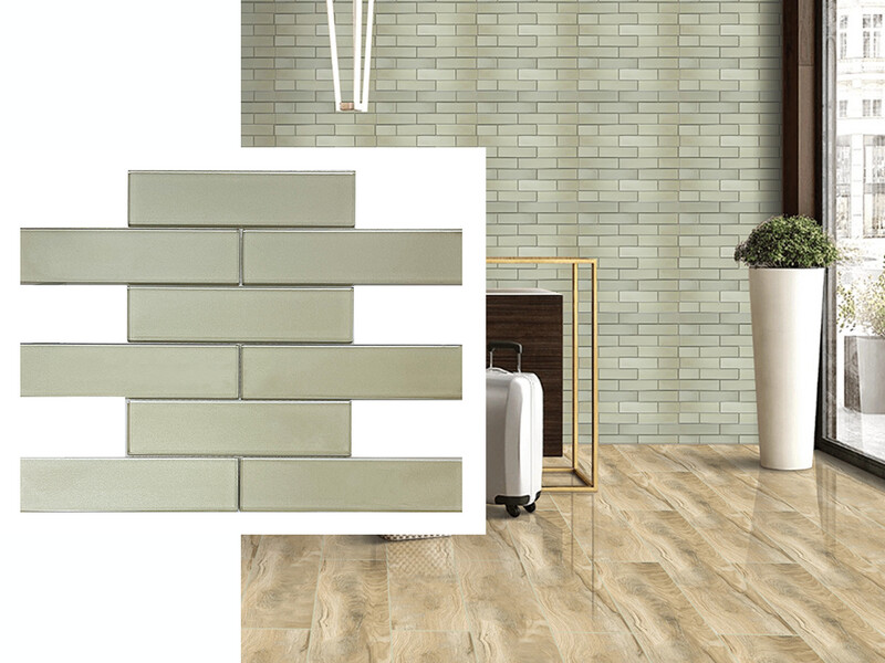 SALE | 1 PC  12&quot; x 12&quot; | Mosaic Wall Tiles, Muted Earth Green