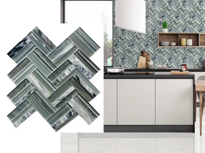 SALE | 1 PC  12&quot; x 12&quot; |  | Mosaic Wall Tiles, Forest Green