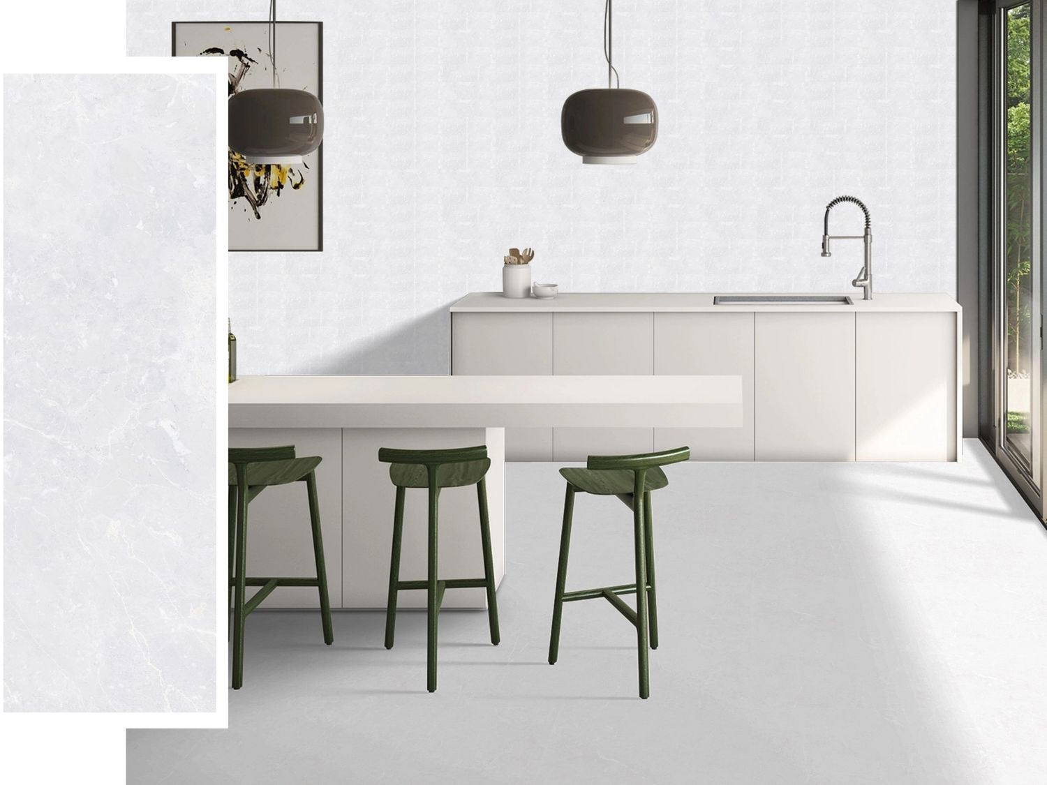 12&quot; x 36&#39;&#39; | Charkol Lt, Ceramic Wall Glossy Tile, Light Grey