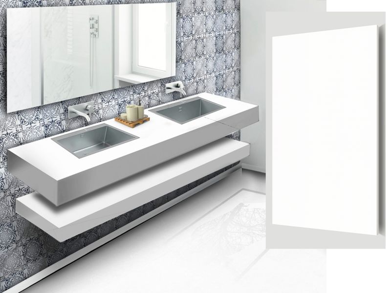 (9ft x 26&quot;) or (10ft x 5ft) | Quartz Countertop - Super White  Slab, Polished Honed Countertop, White