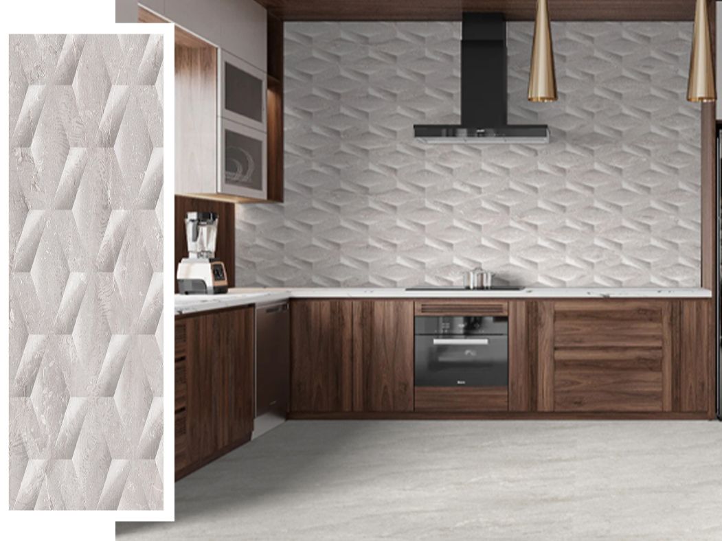 12&quot; x 36&#39;&#39; | Vision Grey Hl Wype, Ceramic Wall Glossy Tile, Light Brown