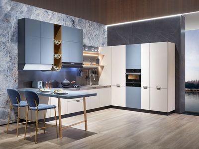 Custom-Made | Starto Contemporary Kitchen, Blue-Grey
