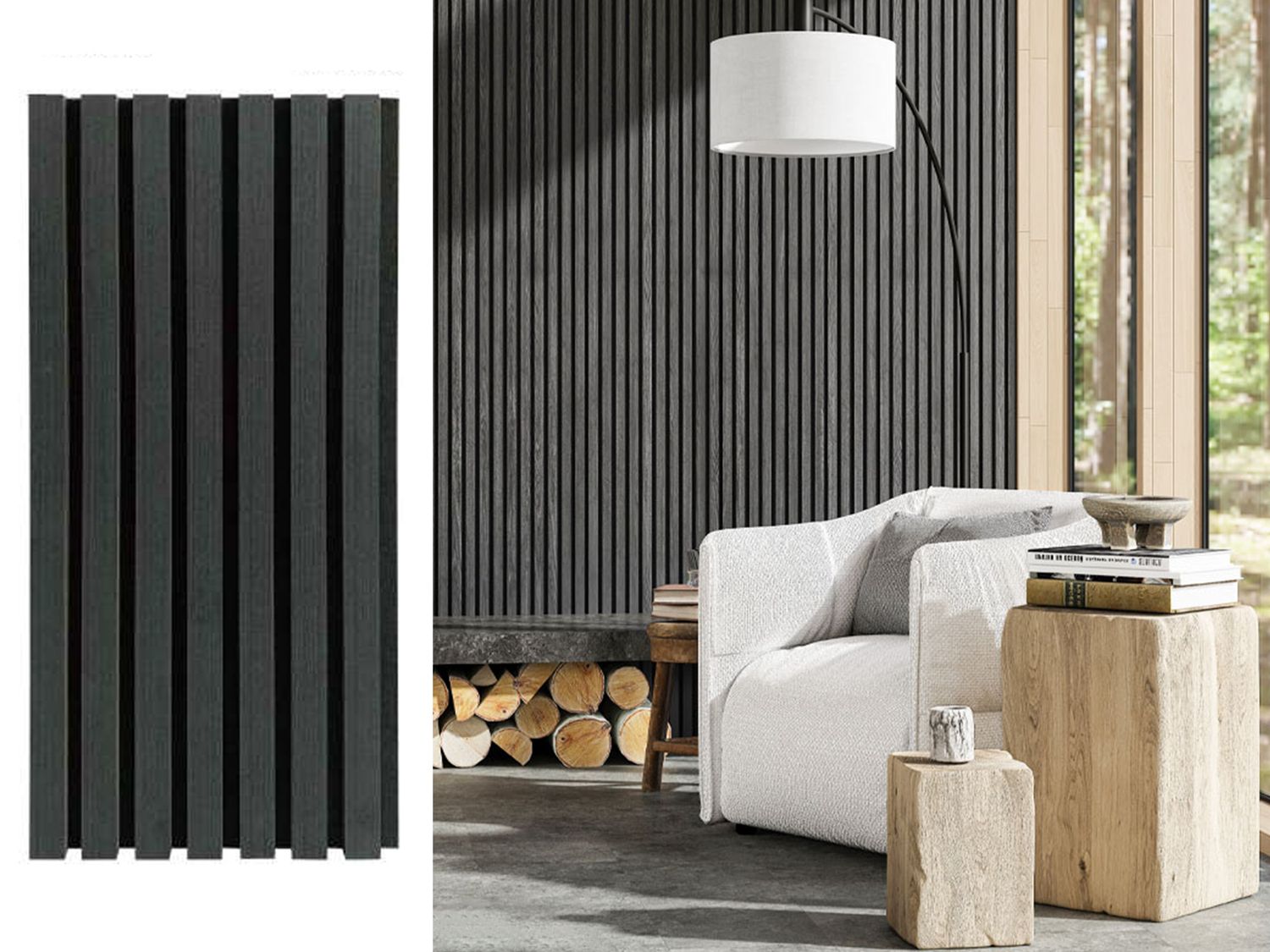 2800 x 600 x 21 x 27/13mm  | Black Oak WPC Acoustic Wall Panel, AP006