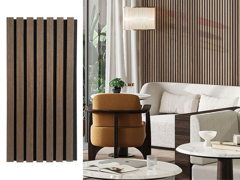 2800 x 600 x 21 x 27/13mm  | Deep Walnut  Oak WPC Acoustic Wall Panel, AP003