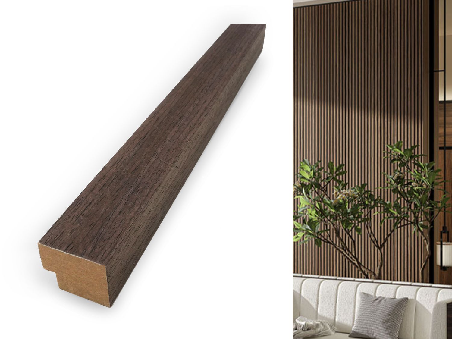 2800 x 21mm | Deep Walnut End Cap 9&#39; for Acoustic Wall Panel, AP003