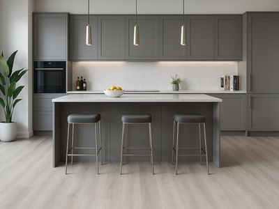 1 Box (10 planks)  7 1/4" x 48" | SPC Premier Vinyl, Waterproof Vinyl, Light Grey, Coral White, HQ022