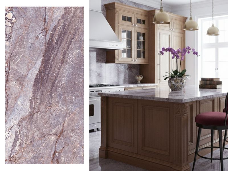 1 Box -2 PC, 24&quot;x48&quot; | Willy Red, High Glossy Porcelain Wall &amp; Floor Tiles, Marble Effect, Reds