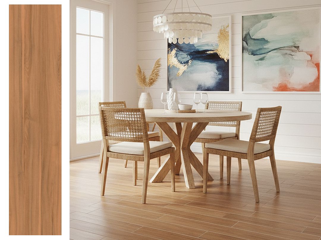 1 Box -7 PC, 10&quot;x43&quot; | Malaga, Satin Wood Look Finish, Ceramic, Wall &amp; Floor Tiles