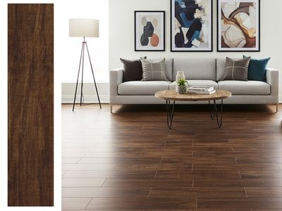 1 Box -7 PC, 10&quot;x43&quot; | Jatoba, Satin Wood Look Finish, Ceramic, Wall &amp; Floor Tiles