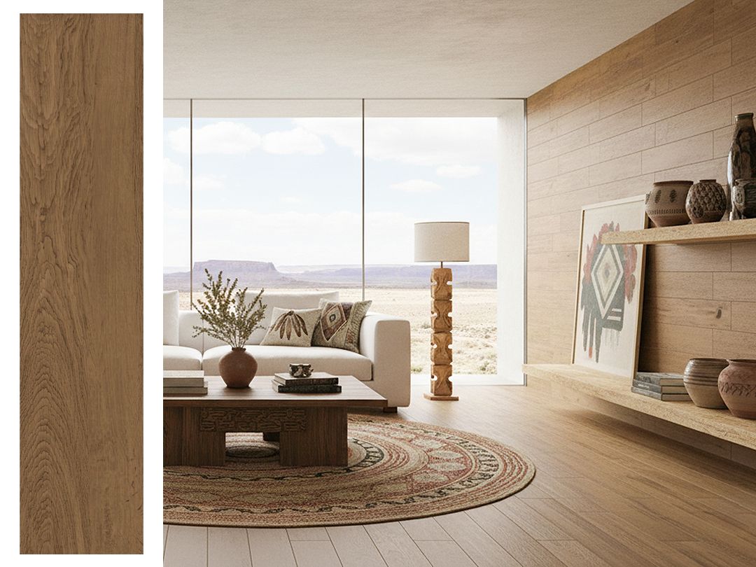 1 Box -7 PC, 10&quot;x43&quot; | Chalet, Satin Wood Look Finish, Ceramic, Wall &amp; Floor Tiles