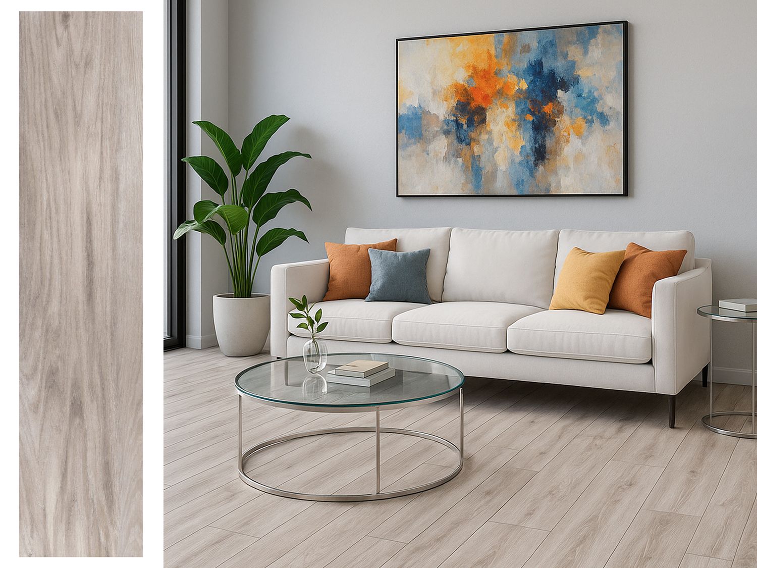 1 Box -7 PC, 10&quot;x43&quot; | Anton, Satin Wood Look Finish, Ceramic, Wall &amp; Floor Tiles