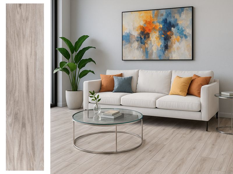 1 Box -7 PC, 10&quot;x43&quot; | Anton, Satin Wood Look Finish, Ceramic, Wall &amp; Floor Tiles