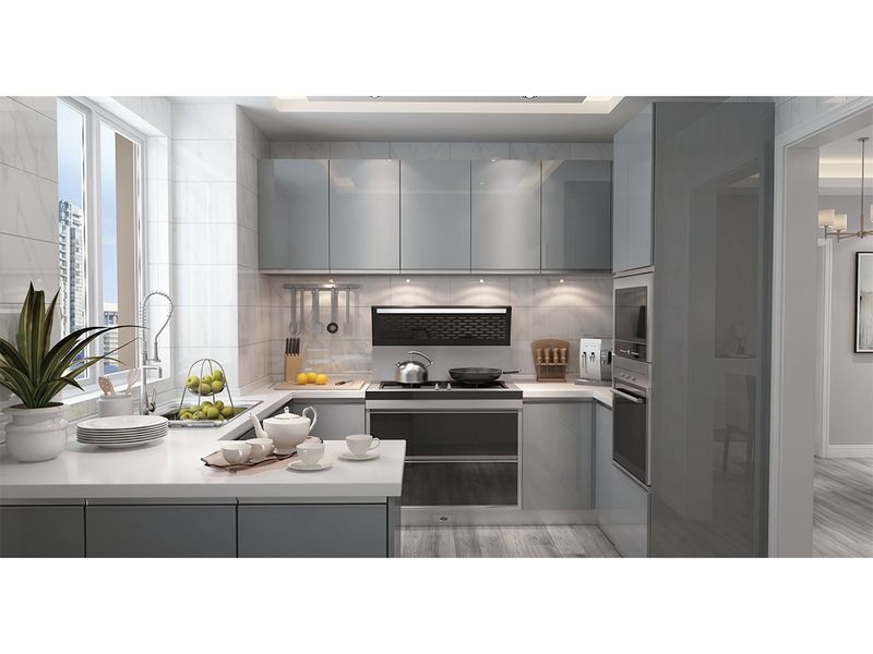 Fitted Kitchen | High Gloss, Light Grey, HQ008/13