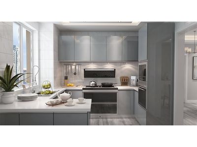 Fitted Kitchen | High Gloss, Light Grey, HQ008/13