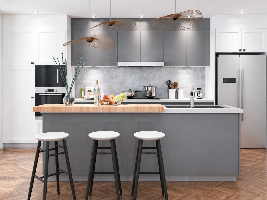 Fitted Kitchen | Contemporary High Gloss, Dark Grey, HQ009/14