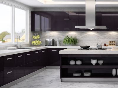 Fitted Kitchen | Black High Gloss Black, HQ012/15
